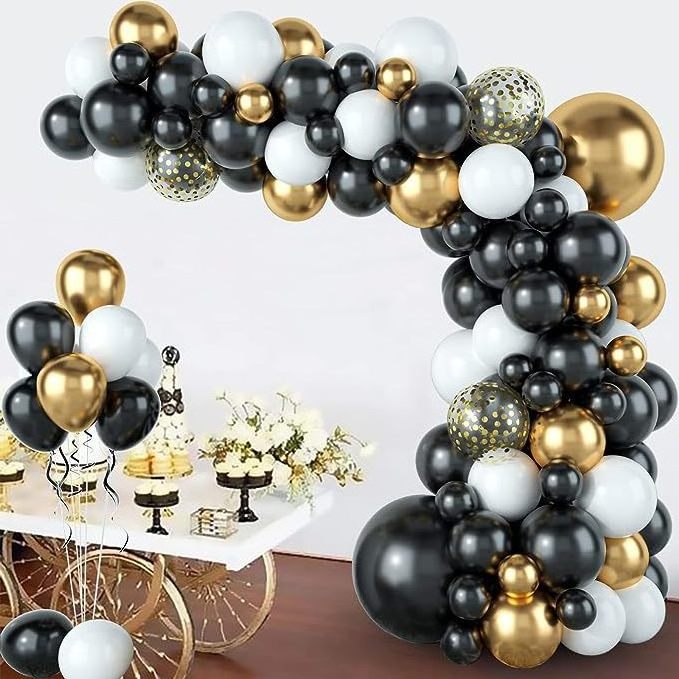 Black Gold Balloons Metallic Latex Balloons with Confetti for Graduation Birthday Party Decorations balloon garland arch kit