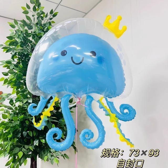 Wholesale New Cartoon Jellyfish Octopus Bubble Balloon Double Layer Crown Jellyfish Three Color Floating Balloon