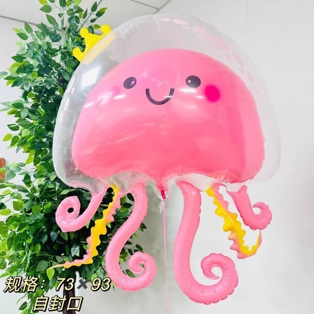 Wholesale New Cartoon Jellyfish Octopus Bubble Balloon Double Layer Crown Jellyfish Three Color Floating Balloon