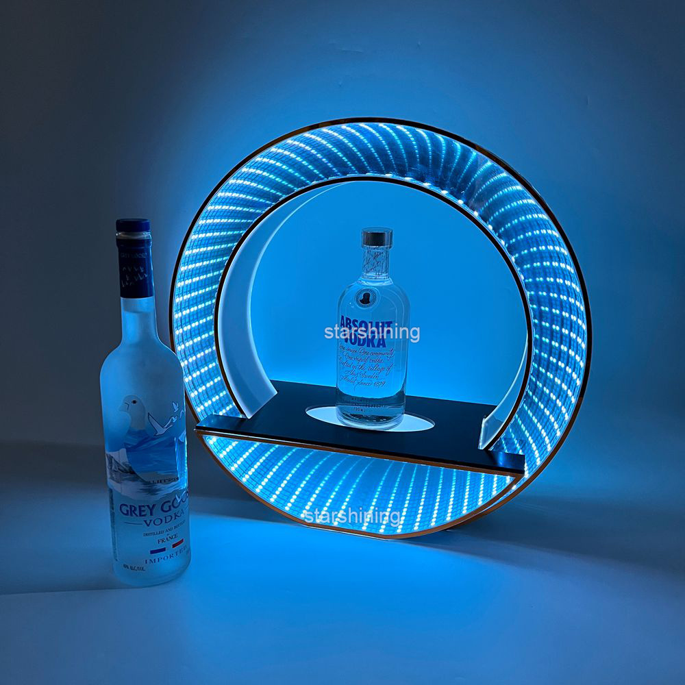 Hotel Nightclub lounge Luxury Acrylic metal XO VODKA glorifier VIP display stand color changing LED bottle presenter