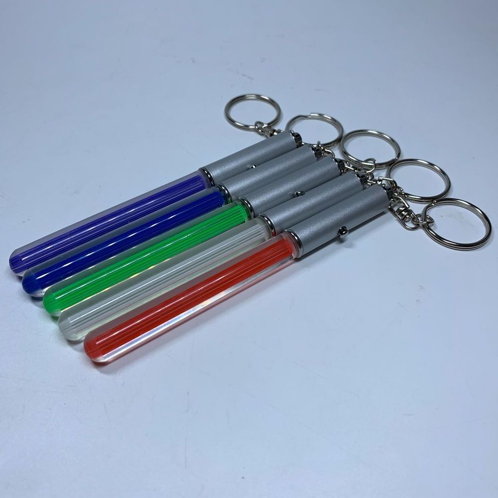 Promotional OEM customized LOGO LED lightsaber stick glowing acrylic keyring colorful LED keychain