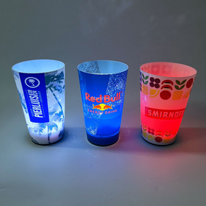 Wholesale custom LOGO LED luminous Cup Led glow drinking glass Liquid 12oz 14oz 16oz Led Flashing Cup