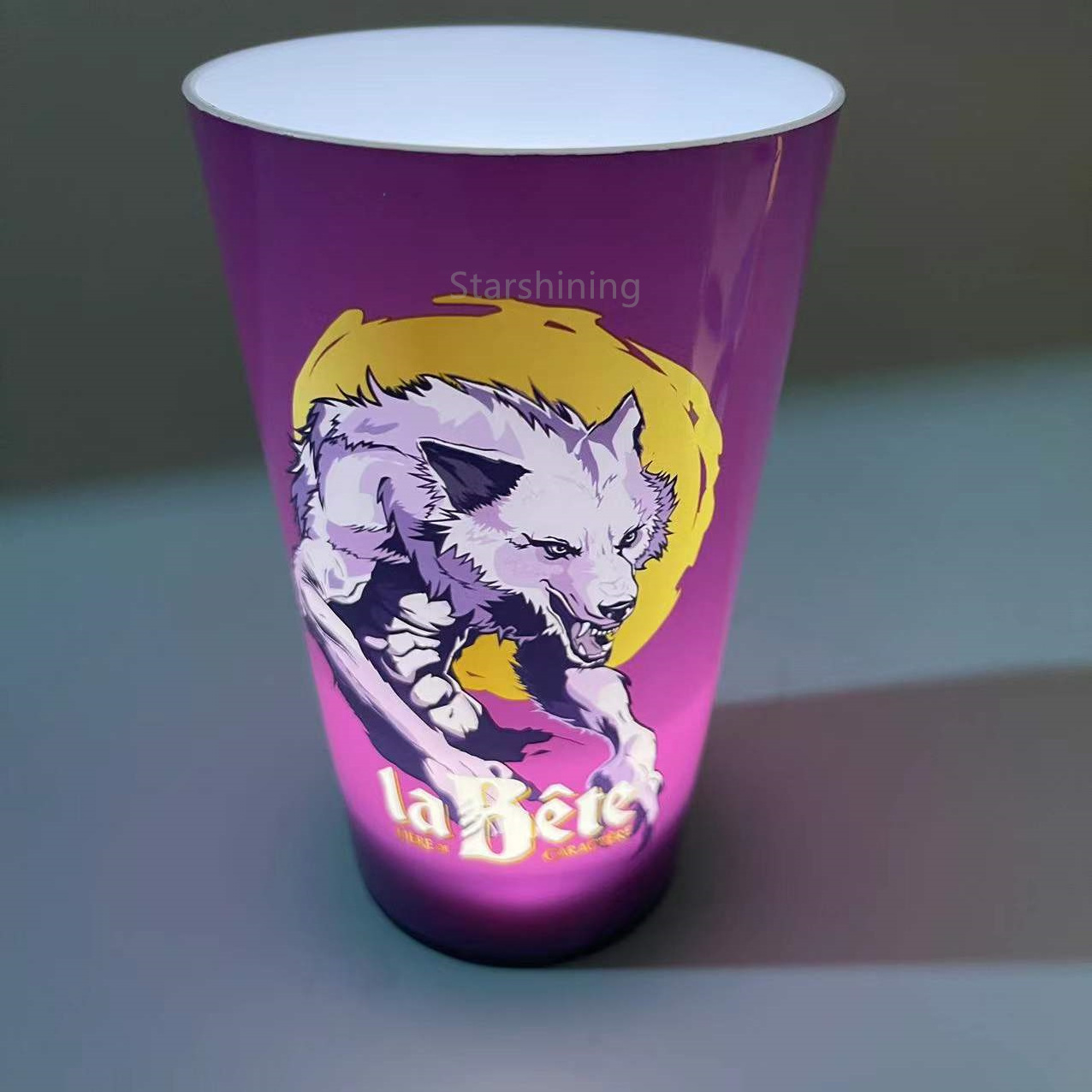 Wholesale custom LOGO LED luminous Cup Led glow drinking glass Liquid 12oz 14oz 16oz Led Flashing Cup