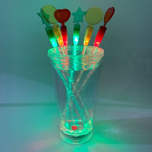 Bar tools colorful plastic swizzle sticks light up LED cocktail stirrers