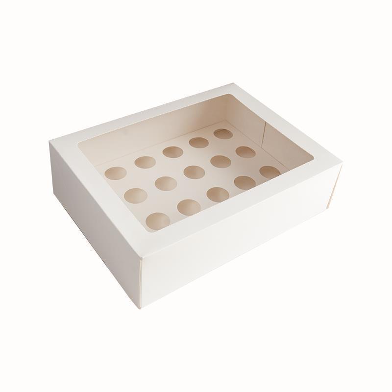 Paper 12 24 Hole Muffin Box Mini Cupcake Box with Clear Window Cupcake Containers with Window and Inserts White Cupcake Carrier