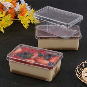 Rectangular Tiramisu Box with Lid Pastry Food Safety Mousse Thousand Layer Cake Packing Box Transparent PET Plastic OEM XL PVA