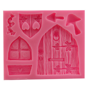 C-0334 Fairy tale doors and windows mushroom silicone sugar cake mold baking chocolate Fondant Mould Fairy Window Mold