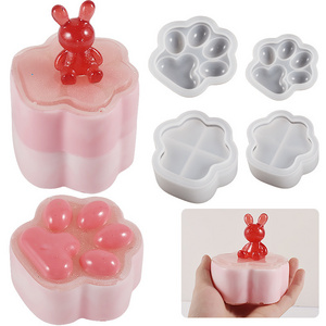 Crystal Glue Mold Cat's Paw Storage Box Silicone Mold Plaster Ornament Table Decoration Cross-Border Hot Selling