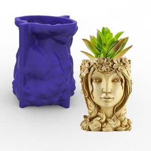 E-0006 new goddess girl Succulent plant Flowerpot silicone mold manual concrete ceramics Potted plants Clay mould resin Crafts