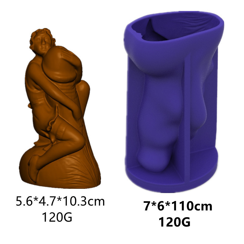 B-1097 Mould for candle DIY  3D Funny Penis Phallus dildo Mould The boy is holding his penis Candle silicone mold