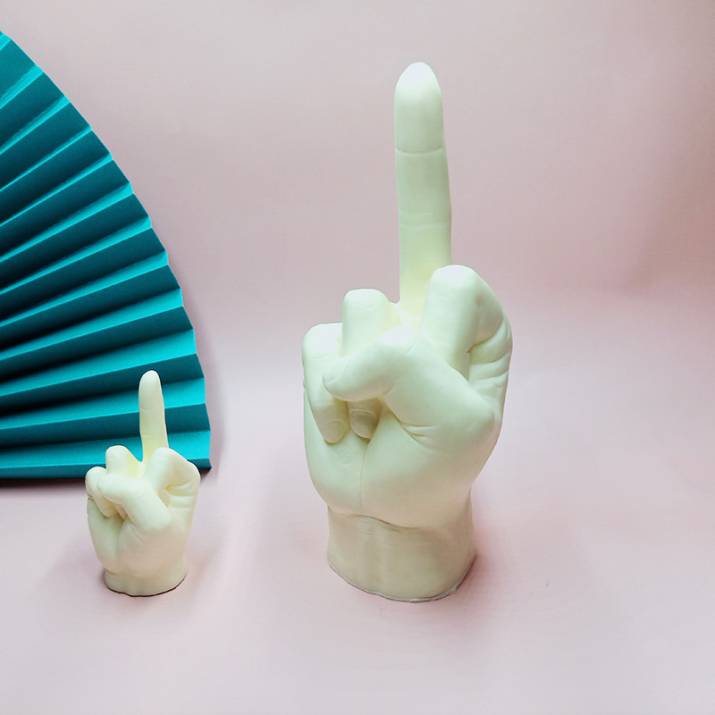 B-1092 Art Design Middle Finger Sculpture Making Hand shape Candle Mold  Victory Gesture Silicone Mold F uck You Candle