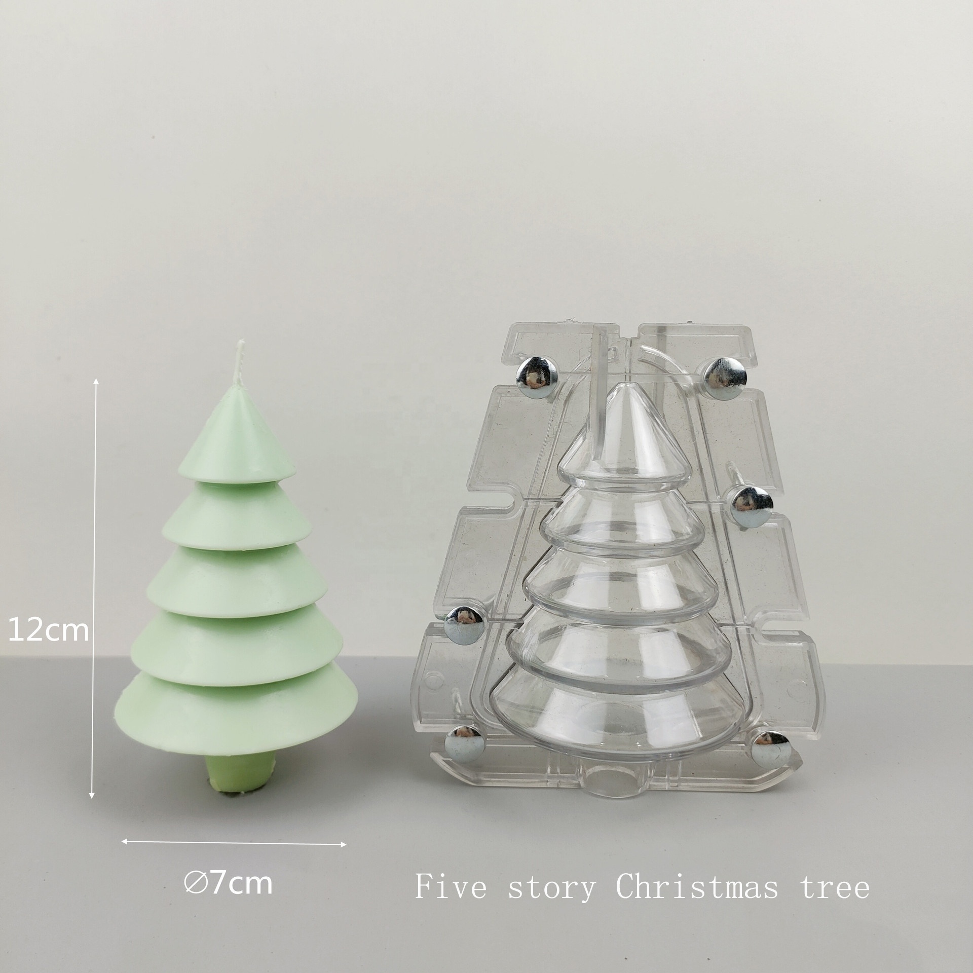 B-7017 Christmas tree Plastic candle mold Acrylic wax pouring tools INS style Five layer cone Christmas tree Scented candle