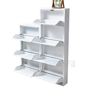 Shoe Rack Storage Shelf 3/4 Layers Metal Iron Hallway Cabinet With Drawers