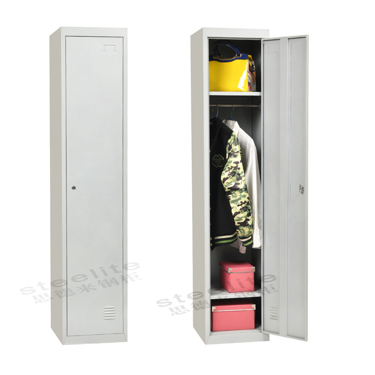 CKD white vertical slim 2-tier two door hanging clothing steel locker/small wardrobe cabinet designs for small bedroom