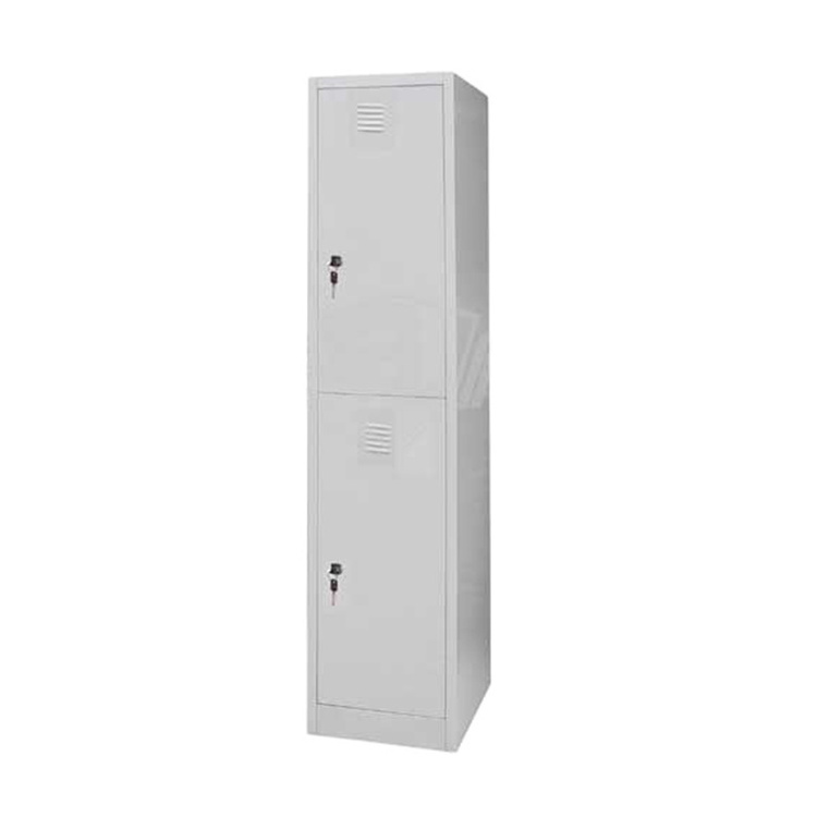 CKD white vertical slim 2-tier two door hanging clothing steel locker/small wardrobe cabinet designs for small bedroom