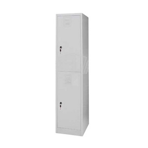 CKD white vertical slim 2-tier two door hanging clothing steel locker/small wardrobe cabinet designs for small bedroom