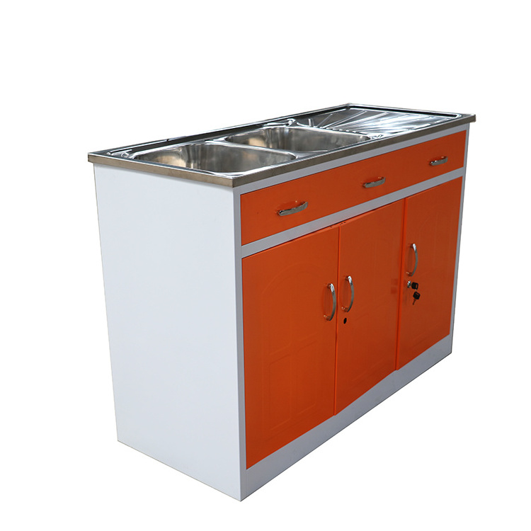 Multi-functional aluminium kitchen cabinet design with sink