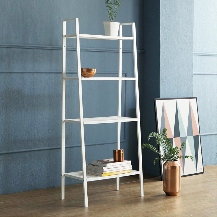 Metal Furniture Iron Wire Organizer Shelf White Red 4 Tiers Shelves Home Storage Organization Rack And Shelving Unit With Hooks