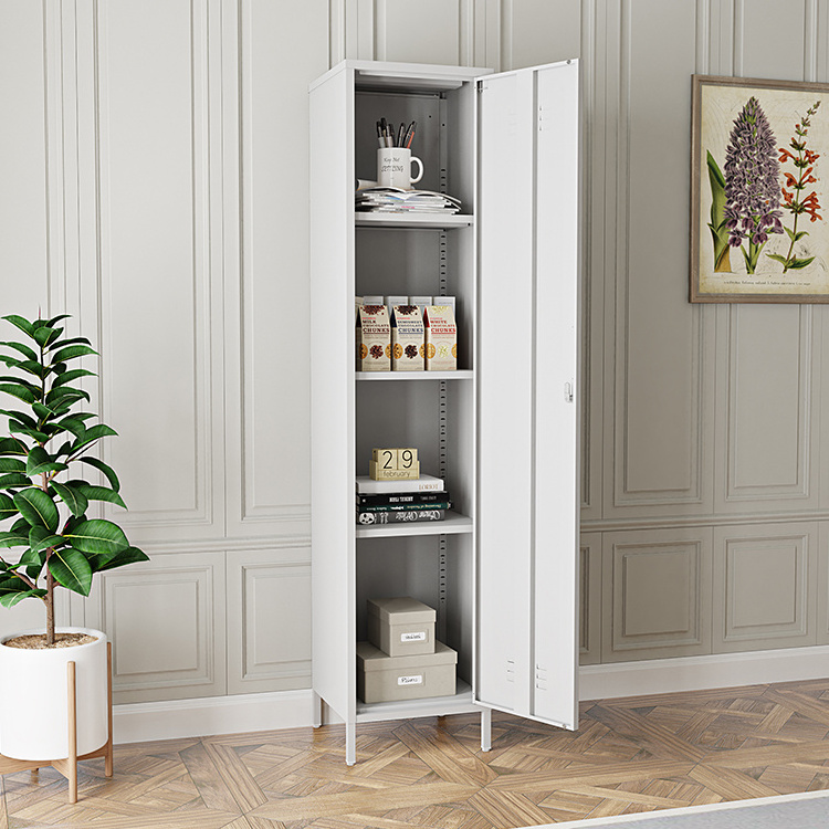 Luoyang Factory Tall Thin Steel Locker Wardrobe Single Door Home Bedroom Storage Cabinet Locker with 3 adjustable shelf