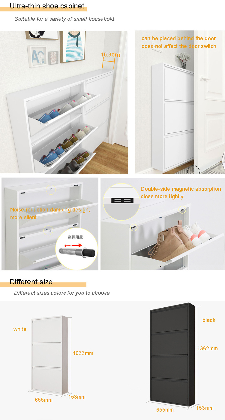 Factory Household Space Save ultra-thin shoe cabinet wall mounted Shoe Storage Drawer Cabinet Hide behind the door