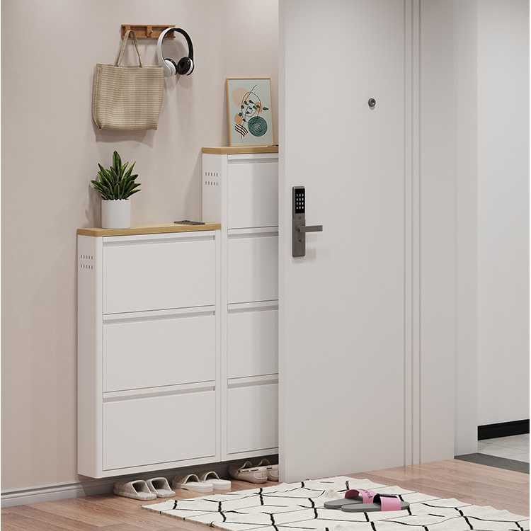 Factory Household Space Save ultra-thin shoe cabinet wall mounted Shoe Storage Drawer Cabinet Hide behind the door