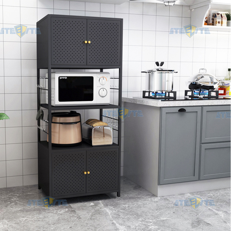 Home furniture metal steel kitchen Microwave oven storage shelf rack cabinet designs for small space kitchens