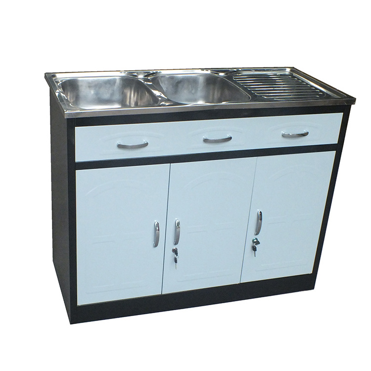 Multi-functional aluminium kitchen cabinet design with sink