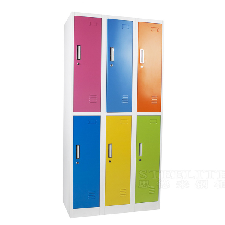 used preschool supplies 6 door kids colorful wardrobes cupboard for kindergarten/children's locker metal clothes wardrobe closet