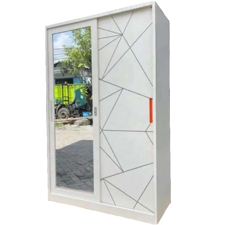 factory direct steel clothes locker steel wardrobe closet bedroom furniture double sliding door iron wardrobe with hanging rods