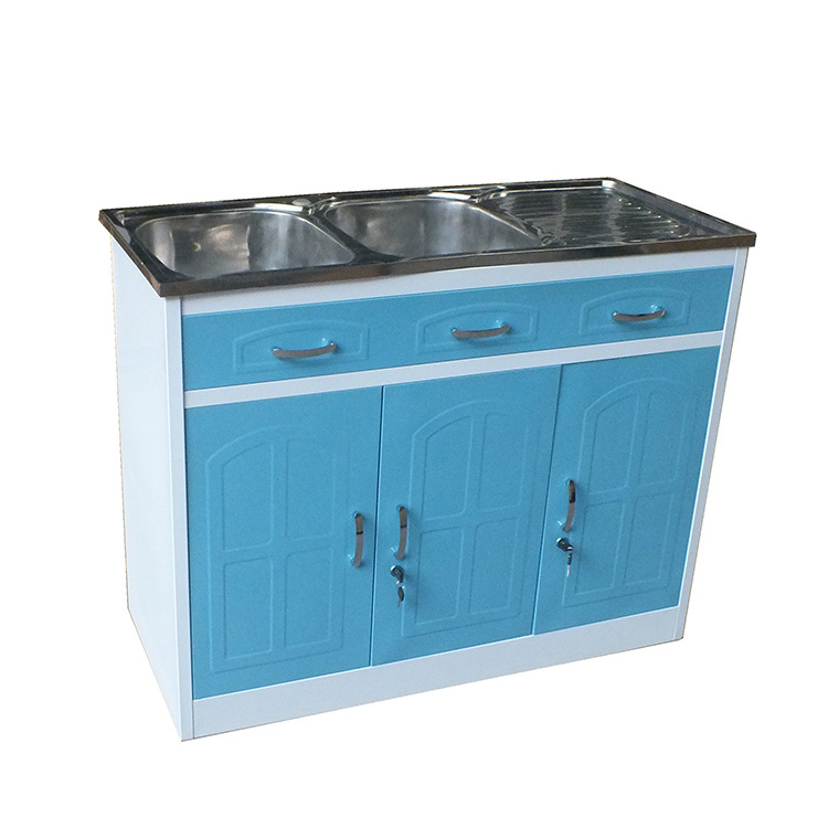 Multi-functional aluminium kitchen cabinet design with sink