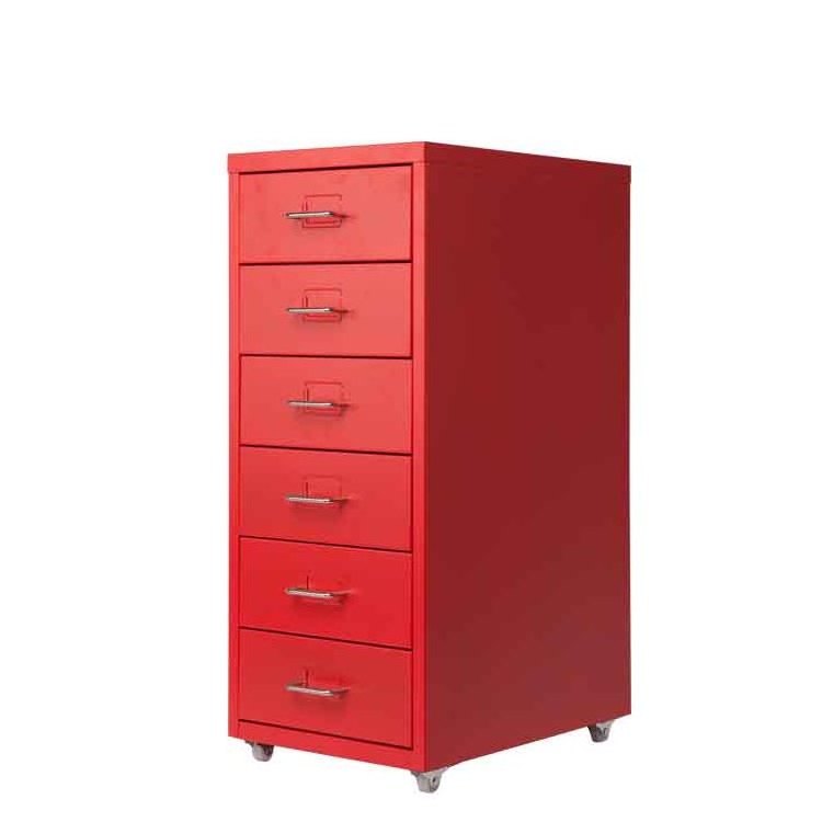 under desk red color helmer mobile 6-tier thin six drawers steel cabinet for Korea/tall narrow chest of 6 drawers