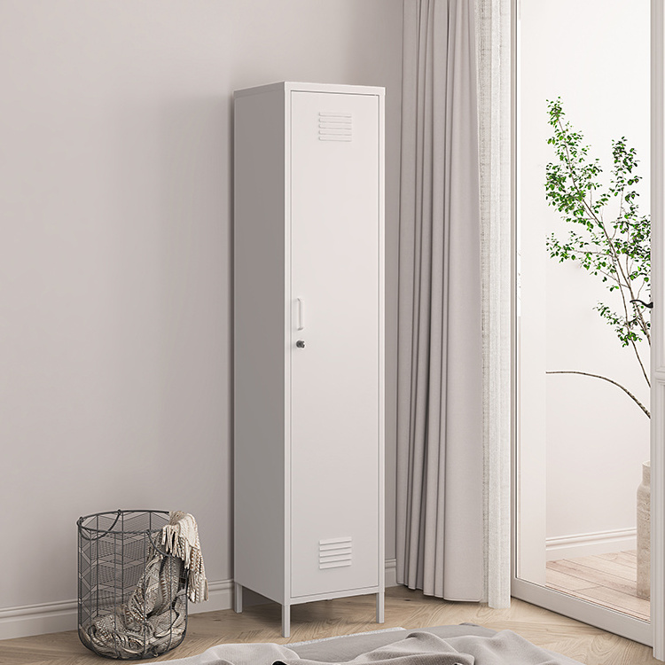 Luoyang steelite bedroom clothes cupboard locker two door white metal steel wardrobe closet with hanging rods and shelves