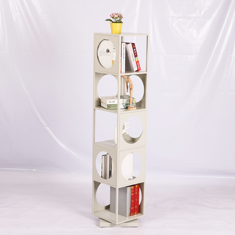 New Arrival Portable Metal Rotating Bookshelf Square Cube Book shelves