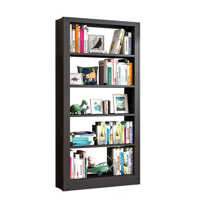 5-Shelf Bookcase Metal Wall Display And Storage Tower Book shelf Modern Metal Home Office Library Steel Bookshelf , Black White