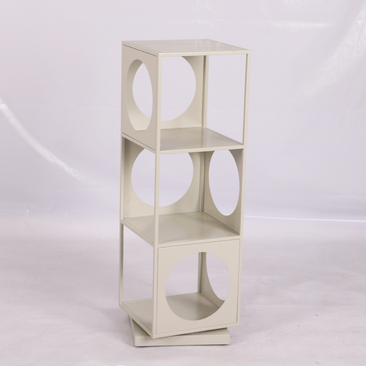 New Arrival Portable Metal Rotating Bookshelf Square Cube Book shelves