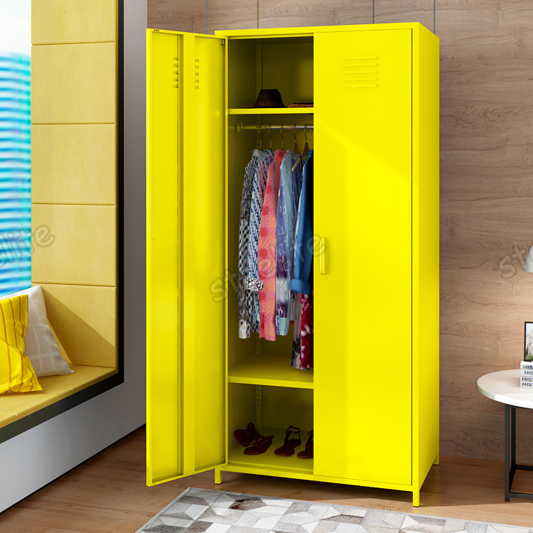 Metal Wardrobe Closet For Hanging Clothes Bedroom steel Armoire Modular Cabinet Clothes Store