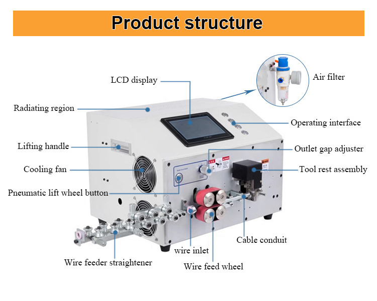 0.1-25mm2 automatic cable stripping cutting and bending machine thick wire stripper machine