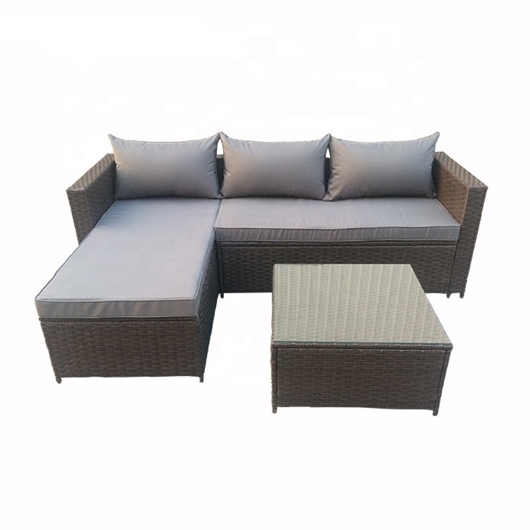 Outdoor Patio PE Rattan Wicker Sofa Sectional Furniture Set with Cushions and Tea Table