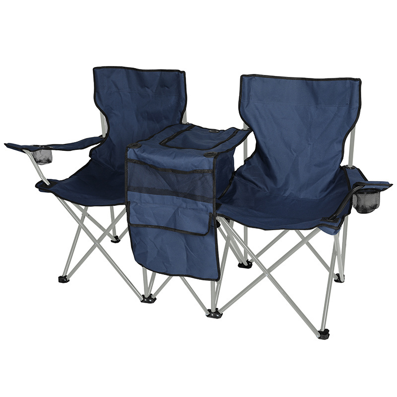 Factory Outdoor Double Seat Beach Camping Chair with Umbrella Sunshade and Ice Bag