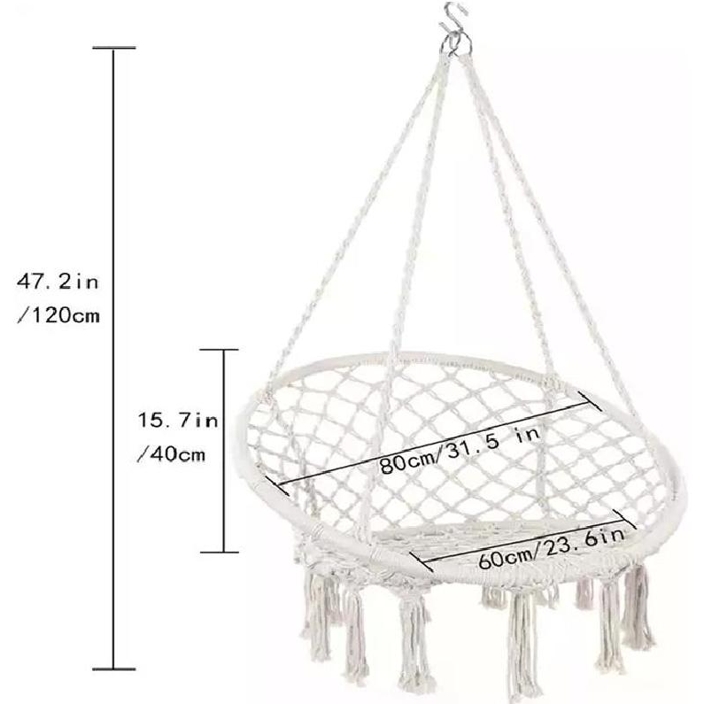 Outdoor Bohemian Hammock macrame Fringe Chair Garden patio indoor Swing with Tassel Cotton Rope round Hanging Hammock Chair