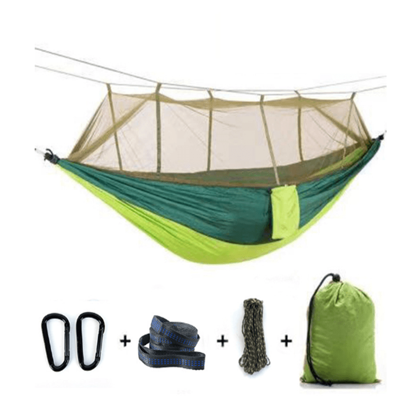 Hot selling amazon outdoor waterproof parachute nylon camping hammock with mosquito net