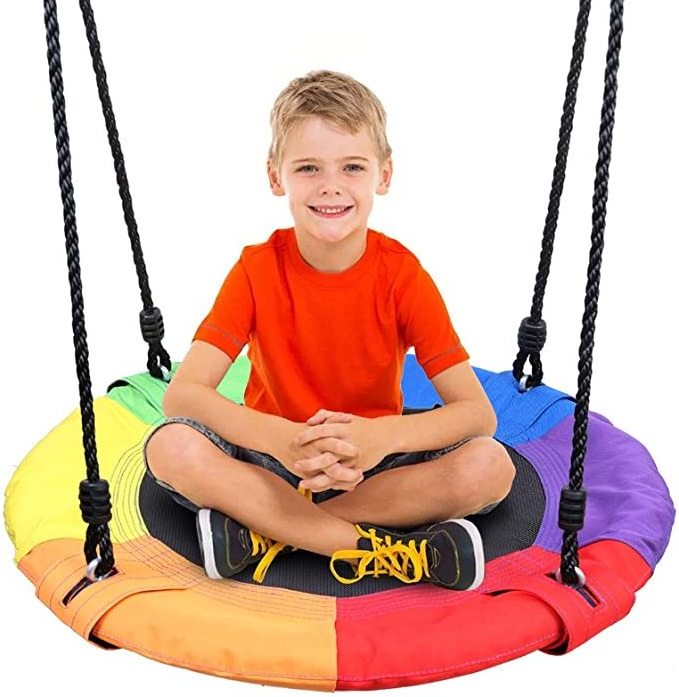 Gymbopro Garden Patio Children Chair Round Circle Hanging Swing Kids Swing Set Outdoor