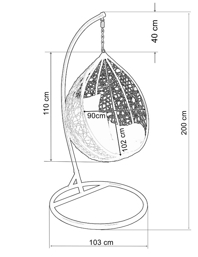 High Quality Swing Egg Swing Chair Hanging Rattan With Stand Indoor Outdoor Chair With Aluminum Frame 350 Lbs Capacity