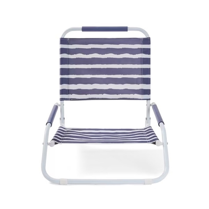 Wholesale Portable Folding Steel Beach Lounge Chair Stripes Backpack Beach Chair