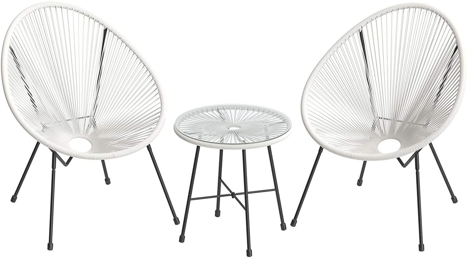 3pcs Outdoor Garden Set Indoor Furniture Rattan Acapulco Chair Egg Chair With Glass Table