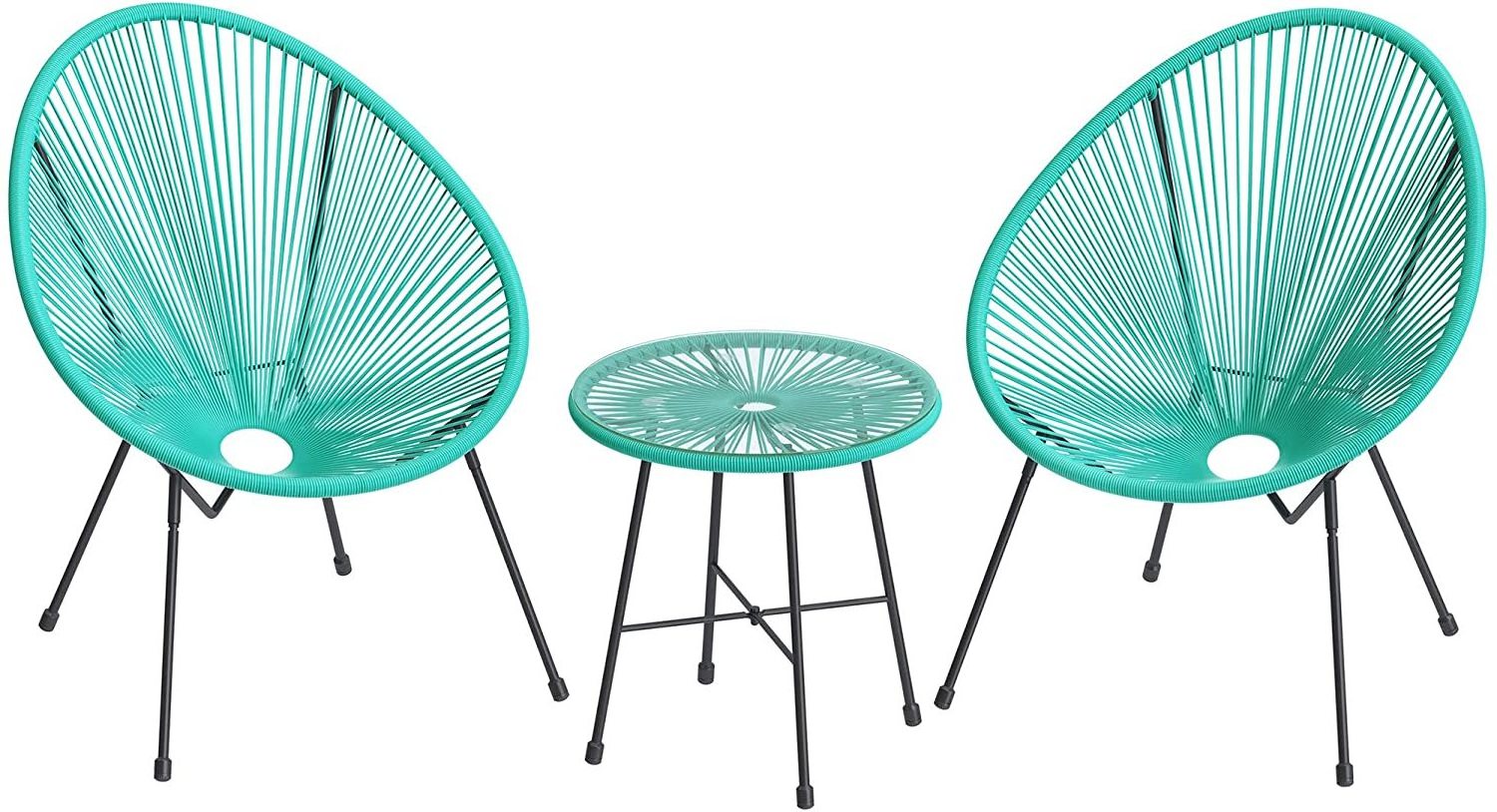 3pcs Outdoor Garden Set Indoor Furniture Rattan Acapulco Chair Egg Chair With Glass Table