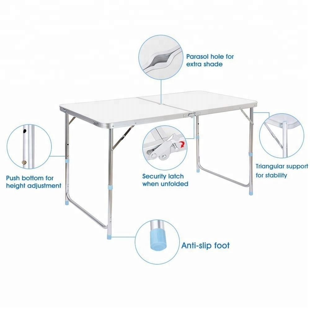 Super Hot Sale Wholesale Portable 120CM 4ft Folding Table with Umbrella Hole Outdoor Picnic Camping Table