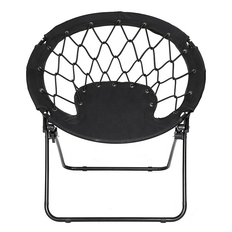 Metal Furniture Garden Outdoor Steel Frame Round Bungee Chair Beach Canvas Heavy Duty Moon Folding Camping Chair