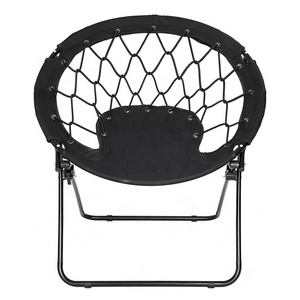 Metal Furniture Garden Outdoor Steel Frame Round Bungee Chair Beach Canvas Heavy Duty Moon Folding Camping Chair