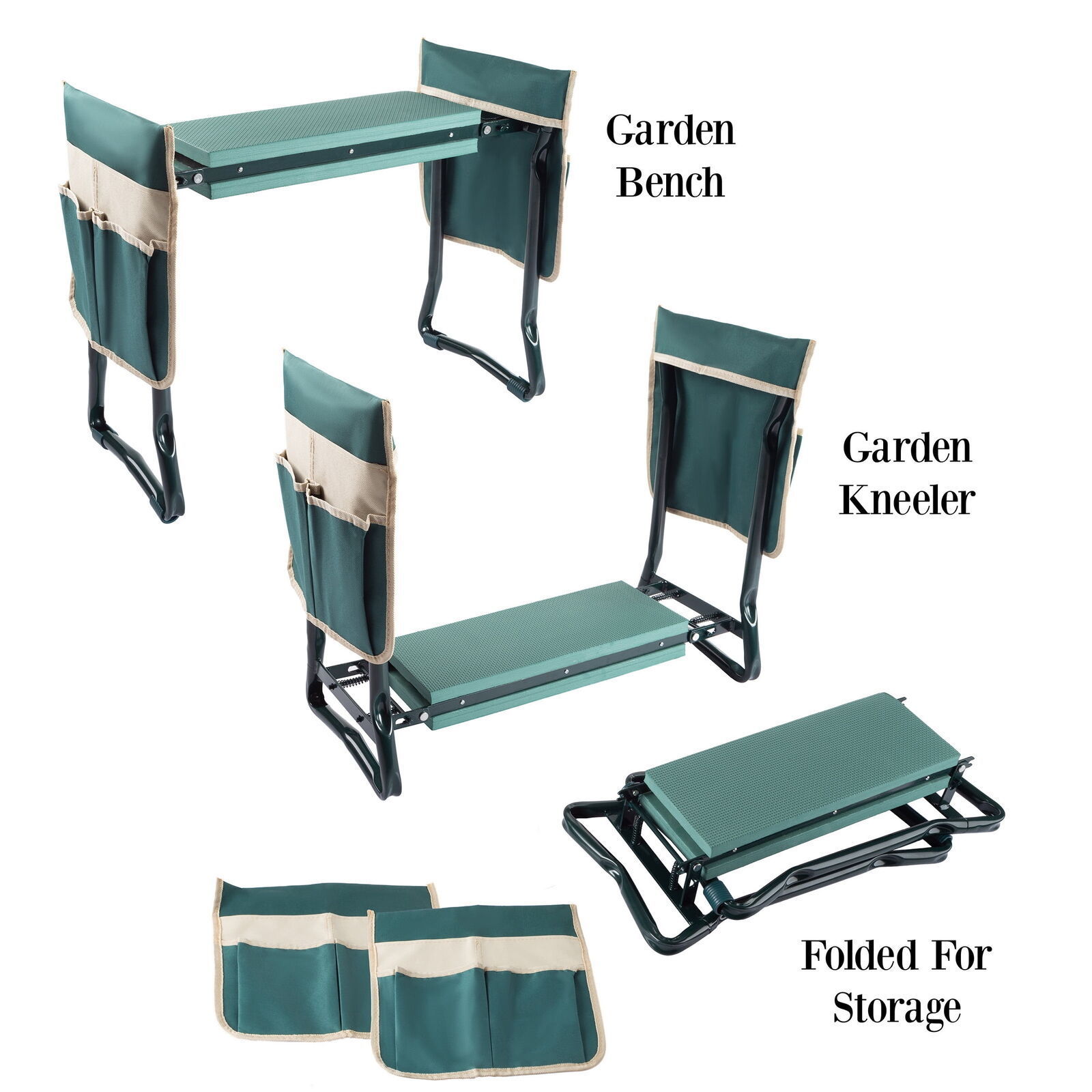 Outdoor Portable Kneeler Seat Sitting Stool With Tool Bag Multifunction Foldable Garden Kneeler And Seat